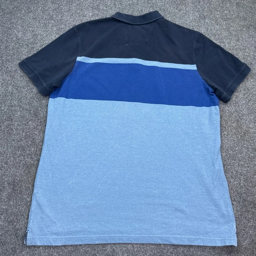 Banana Republic Polo Shirt Mens Size XL Blue Striped Casual Short Sleeve